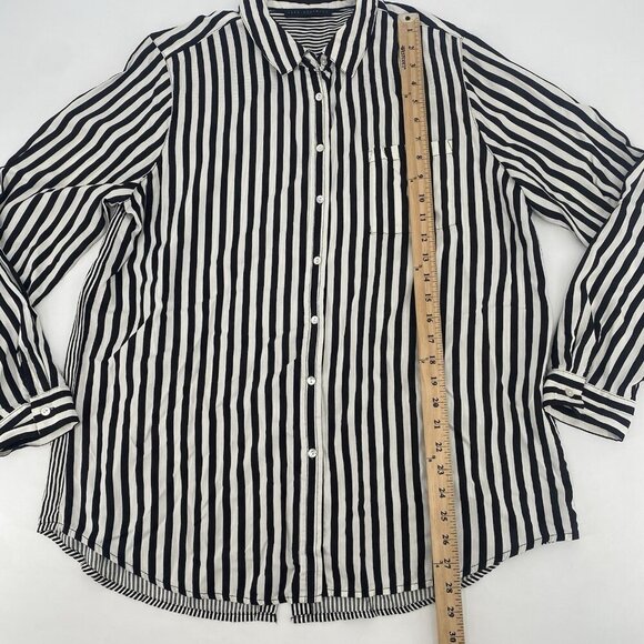 Jane Delancey Women’s XL Striped 100% Rayon Long Sleeve Button Up Shirt RELAXED - Picture 6 of 9